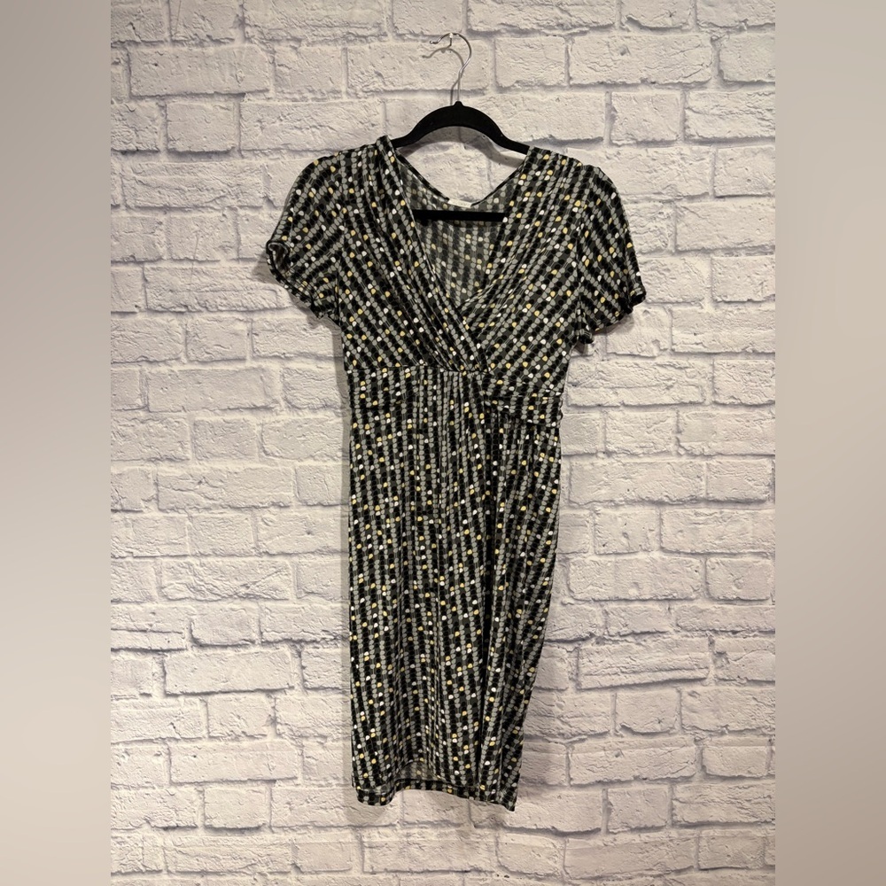 Suzy Shier Patterned Midi Dress Large